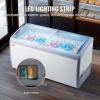 VEVOR Commercial Ice Cream Display Case, 12.8 Cu.ft Chest Freezer, Mobile Glass Top Deep Freezer, Restaurant Gelato Dipping Cabinet with 4 Wire Baskets, 2 Sliding Glass Doosr, Locking Casters, White(16.3 Cu.ft)