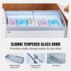 VEVOR Commercial Ice Cream Display Case, 12.8 Cu.ft Chest Freezer, Mobile Glass Top Deep Freezer, Restaurant Gelato Dipping Cabinet with 4 Wire Baskets, 2 Sliding Glass Doosr, Locking Casters, White(16.3 Cu.ft)
