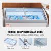 VEVOR Commercial Ice Cream Display Case, 12.8 Cu.ft Chest Freezer, Mobile Glass Top Deep Freezer, Restaurant Gelato Dipping Cabinet with 4 Wire Baskets, 2 Sliding Glass Doosr, Locking Casters, White(12.8 Cu.ft)