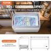VEVOR Commercial Ice Cream Display Case, 12.8 Cu.ft Chest Freezer, Mobile Glass Top Deep Freezer, Restaurant Gelato Dipping Cabinet with 4 Wire Baskets, 2 Sliding Glass Doosr, Locking Casters, White(12.8 Cu.ft)