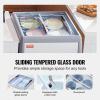 VEVOR Commercial Ice Cream Display Case, 12.8 Cu.ft Chest Freezer, Mobile Glass Top Deep Freezer, Restaurant Gelato Dipping Cabinet with 4 Wire Baskets, 2 Sliding Glass Doosr, Locking Casters, White(5.6 Cu.ft)