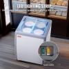 VEVOR Commercial Ice Cream Display Case, 12.8 Cu.ft Chest Freezer, Mobile Glass Top Deep Freezer, Restaurant Gelato Dipping Cabinet with 4 Wire Baskets, 2 Sliding Glass Doosr, Locking Casters, White(5.6 Cu.ft)