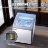 VEVOR Commercial Ice Cream Display Case, 12.8 Cu.ft Chest Freezer, Mobile Glass Top Deep Freezer, Restaurant Gelato Dipping Cabinet with 4 Wire Baskets, 2 Sliding Glass Doosr, Locking Casters, White(5.4 Cu.ft)
