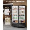 VEVOR Commercial Merchandiser Refrigerator, 11.47 CU.FT Glass Door Display Refrigerator, Upright Beverage Refrigerator Cooler Merchandiser with 4 Adjustable Shelves, Casters, Soft LED Light, Black(11.47 cu.ft)