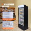 VEVOR Commercial Merchandiser Refrigerator, 11.47 CU.FT Glass Door Display Refrigerator, Upright Beverage Refrigerator Cooler Merchandiser with 4 Adjustable Shelves, Casters, Soft LED Light, Black(9.7 cu.ft.)