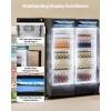 VEVOR Commercial Merchandiser Refrigerator, 11.47 CU.FT Glass Door Display Refrigerator, Upright Beverage Refrigerator Cooler Merchandiser with 4 Adjustable Shelves, Casters, Soft LED Light, Black(13.3 cu.ft)
