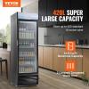 VEVOR Commercial Merchandiser Refrigerator, 11.47 CU.FT Glass Door Display Refrigerator, Upright Beverage Refrigerator Cooler Merchandiser with 4 Adjustable Shelves, Casters, Soft LED Light, Black(14.8 cu.ft.)