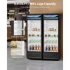 VEVOR Commercial Merchandiser Refrigerator, 11.47 CU.FT Glass Door Display Refrigerator, Upright Beverage Refrigerator Cooler Merchandiser with 4 Adjustable Shelves, Casters, Soft LED Light, Black(6.9 cu.ft)