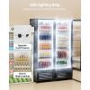 VEVOR Commercial Merchandiser Refrigerator, 11.47 CU.FT Glass Door Display Refrigerator, Upright Beverage Refrigerator Cooler Merchandiser with 4 Adjustable Shelves, Casters, Soft LED Light, Black(11.47 cu.ft)