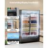 VEVOR Commercial Merchandiser Refrigerator, 11.47 CU.FT Glass Door Display Refrigerator, Upright Beverage Refrigerator Cooler Merchandiser with 4 Adjustable Shelves, Casters, Soft LED Light, Black(36.27 cu.ft)