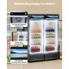 VEVOR Commercial Merchandiser Refrigerator, 11.47 CU.FT Glass Door Display Refrigerator, Upright Beverage Refrigerator Cooler Merchandiser with 4 Adjustable Shelves, Casters, Soft LED Light, Black(6.9 cu.ft)