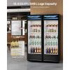 VEVOR Commercial Merchandiser Refrigerator, 11.47 CU.FT Glass Door Display Refrigerator, Upright Beverage Refrigerator Cooler Merchandiser with 4 Adjustable Shelves, Casters, Soft LED Light, Black(13.3 cu.ft)