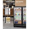 VEVOR Commercial Merchandiser Refrigerator, 11.47 CU.FT Glass Door Display Refrigerator, Upright Beverage Refrigerator Cooler Merchandiser with 4 Adjustable Shelves, Casters, Soft LED Light, Black(5.7 cu.ft)