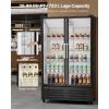 VEVOR Commercial Merchandiser Refrigerator, 11.47 CU.FT Glass Door Display Refrigerator, Upright Beverage Refrigerator Cooler Merchandiser with 4 Adjustable Shelves, Casters, Soft LED Light, Black(26.69 cu.ft)