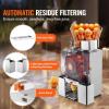VEVOR Commercial Orange Juicer Machine, 120W Automatic Juice Extractor, Stainless Steel Orange Squeezer for 20 Oranges Per Minute, with Pull-Out Filter Box, PC Cover, 2 Peel Collecting Buckets(Silver)