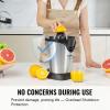 VEVOR Commercial Orange Juicer Machine, 120W Automatic Juice Extractor, Stainless Steel Orange Squeezer for 20 Oranges Per Minute, with Pull-Out Filter Box, PC Cover, 2 Peel Collecting Buckets(Black+Silver)
