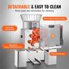 VEVOR Commercial Orange Juicer Machine, 120W Automatic Juice Extractor, Stainless Steel Orange Squeezer for 20 Oranges Per Minute, with Pull-Out Filter Box, PC Cover, 2 Peel Collecting Buckets(Silver)