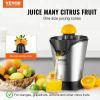 VEVOR Commercial Orange Juicer Machine, 120W Automatic Juice Extractor, Stainless Steel Orange Squeezer for 20 Oranges Per Minute, with Pull-Out Filter Box, PC Cover, 2 Peel Collecting Buckets(Black+Silver)