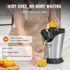 VEVOR Commercial Orange Juicer Machine, 120W Automatic Juice Extractor, Stainless Steel Orange Squeezer for 20 Oranges Per Minute, with Pull-Out Filter Box, PC Cover, 2 Peel Collecting Buckets(Black+Silver)