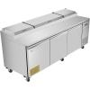 VEVOR Commercial Refrigerator, 28″ W Sandwich/Salad Prep Refrigerated Table, Stainless Steel Food Prep Station Fridge with 8 Pan, for Restaurant, Bar, Shop, 7.1 Cu. Ft Refrigerator Single Door, Silver(93“ Pizza Prep Refrigerator)
