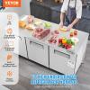 VEVOR Commercial Refrigerator, 48″ Worktop Undercounter Refrigerator, 12.85 Cu. Ft Thick Stainless Steel Refrigerated Food Prep Station, 2 Door Worktop Fridge with lock for Restaurant, Bar, Diner(72″W Worktop Refrigerator)