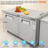 VEVOR Commercial Refrigerator, 48″ Worktop Undercounter Refrigerator, 12.85 Cu. Ft Thick Stainless Steel Refrigerated Food Prep Station, 2 Door Worktop Fridge with lock for Restaurant, Bar, Diner(48″W Worktop Refrigerator)