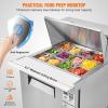 VEVOR Commercial Refrigerator, 48″ Worktop Undercounter Refrigerator, 12.85 Cu. Ft Thick Stainless Steel Refrigerated Food Prep Station, 2 Door Worktop Fridge with lock for Restaurant, Bar, Diner(28″W with 12 Pans)
