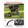 VEVOR Compost Spreader, 24.4-25.6″ Height Adjustable Handle, 24″ Wide, Lawn and Garden Peat Moss Roller with Side Latches, Powder Coated Steel Mesh Basket for Spreading Manure, Topsoil, Black(White Hubs + Black Components)