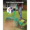 VEVOR Compost Spreader, 24.4-25.6″ Height Adjustable Handle, 24″ Wide, Lawn and Garden Peat Moss Roller with Side Latches, Powder Coated Steel Mesh Basket for Spreading Manure, Topsoil, Black(Green)