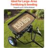 VEVOR Compost Spreader, 24.4-25.6″ Height Adjustable Handle, 24″ Wide, Lawn and Garden Peat Moss Roller with Side Latches, Powder Coated Steel Mesh Basket for Spreading Manure, Topsoil, Black(White Hubs + Black Components)