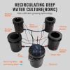 VEVOR DWC Hydroponic System, 5 Gallon 5 Buckets, Deep Water Culture Growing Bucket, Hydroponics Grow Kit with Pump, Air Stone and Connected Reservoir, for Indoor/Outdoor Leafy Vegetables(4 Buckets+1 Reservoir)