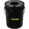 VEVOR DWC Hydroponic System, 5 Gallon 5 Buckets, Deep Water Culture Growing Bucket, Hydroponics Grow Kit with Pump, Air Stone and Connected Reservoir, for Indoor/Outdoor Leafy Vegetables(5 Buckets)