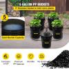 VEVOR DWC Hydroponic System, 5 Gallon 5 Buckets, Deep Water Culture Growing Bucket, Hydroponics Grow Kit with Pump, Air Stone and Connected Reservoir, for Indoor/Outdoor Leafy Vegetables(5 Buckets)