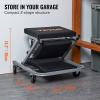 VEVOR Foldable Z Garage Creeper, 40 in, 450 lbs Load Capacity Rolling Folding Mechanic Creeper Stool, with 6 Universal Wheels Padded Seat Steel Frame, Lay Down or Sit Chair for Garage Shop or Home(Black)