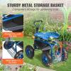 VEVOR Garden Cart Rolling Workseat with Wheels, Gardening Stool for Planting, 360 Degree Swivel Seat, Wagon Scooter with Steering Handle & Utility Tool Tray, Use for Patio, Yard, and Outdoors, Blue(Blue)