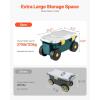 VEVOR Garden Cart Rolling Workseat with Wheels, Gardening Stool for Planting, 360 Degree Swivel Seat, Wagon Scooter with Steering Handle & Utility Tool Tray, Use for Patio, Yard, and Outdoors, Blue(Green & White)