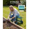 VEVOR Garden Cart Rolling Workseat with Wheels, Gardening Stool for Planting, 360 Degree Swivel Seat, Wagon Scooter with Steering Handle & Utility Tool Tray, Use for Patio, Yard, and Outdoors, Blue(Green & Black)