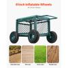 VEVOR Garden Cart Rolling Workseat with Wheels, Gardening Stool for Planting, 360 Degree Swivel Seat, Wagon Scooter with Steering Handle & Utility Tool Tray, Use for Patio, Yard, and Outdoors, Blue(Green & Black)