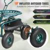 VEVOR Garden Cart Rolling Workseat with Wheels, Gardening Stool for Planting, 360 Degree Swivel Seat, Wagon Scooter with Steering Handle & Utility Tool Tray, Use for Patio, Yard, and Outdoors, Blue(Green)