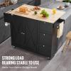 VEVOR Kitchen Island Cart, 45.3×39 inch Rolling Kitchen Table, Mobile Carts with Storage Cabinet and Solid Wood Top, Portable Islands with Wheels, Spice Rack, Towel Rack, Drop Leaf and Drawer, White(45.3″ W Drop Leaf Black)