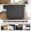 VEVOR Kitchen Island Cart, 45.3×39 inch Rolling Kitchen Table, Mobile Carts with Storage Cabinet and Solid Wood Top, Portable Islands with Wheels, Spice Rack, Towel Rack, Drop Leaf and Drawer, White(45.3″ W Drop Leaf Black)