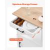 VEVOR Kitchen Island Cart, 45.3×39 inch Rolling Kitchen Table, Mobile Carts with Storage Cabinet and Solid Wood Top, Portable Islands with Wheels, Spice Rack, Towel Rack, Drop Leaf and Drawer, White(17.72″D x 23.23″W x 35.83″H)