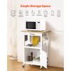 VEVOR Kitchen Island Cart, 45.3×39 inch Rolling Kitchen Table, Mobile Carts with Storage Cabinet and Solid Wood Top, Portable Islands with Wheels, Spice Rack, Towel Rack, Drop Leaf and Drawer, White(17.72″D x 23.23″W x 35.83″H)