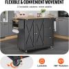 VEVOR Kitchen Island Cart, 45.3×39 inch Rolling Kitchen Table, Mobile Carts with Storage Cabinet and Solid Wood Top, Portable Islands with Wheels, Spice Rack, Towel Rack, Drop Leaf and Drawer, White(45.3″ W Drop Leaf Black)
