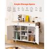 VEVOR Kitchen Island Cart, 45.3×39 inch Rolling Kitchen Table, Mobile Carts with Storage Cabinet and Solid Wood Top, Portable Islands with Wheels, Spice Rack, Towel Rack, Drop Leaf and Drawer, White(51.97″D x 29.45″W x 35.28″H)