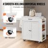 VEVOR Kitchen Island Cart, 45.3×39 inch Rolling Kitchen Table, Mobile Carts with Storage Cabinet and Solid Wood Top, Portable Islands with Wheels, Spice Rack, Towel Rack, Drop Leaf and Drawer, White(32″x15″)