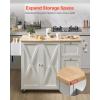 VEVOR Kitchen Island Cart, 45.3×39 inch Rolling Kitchen Table, Mobile Carts with Storage Cabinet and Solid Wood Top, Portable Islands with Wheels, Spice Rack, Towel Rack, Drop Leaf and Drawer, White(45.3″ W Drop Leaf White)