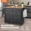 VEVOR Kitchen Island Cart, 45.3×39 inch Rolling Kitchen Table, Mobile Carts with Storage Cabinet and Solid Wood Top, Portable Islands with Wheels, Spice Rack, Towel Rack, Drop Leaf and Drawer, White(35.4″ W Drop Leaf)