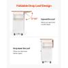 VEVOR Kitchen Island Cart, 45.3×39 inch Rolling Kitchen Table, Mobile Carts with Storage Cabinet and Solid Wood Top, Portable Islands with Wheels, Spice Rack, Towel Rack, Drop Leaf and Drawer, White(51.97″D x 29.45″W x 35.28″H)