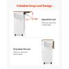 VEVOR Kitchen Island Cart, 45.3×39 inch Rolling Kitchen Table, Mobile Carts with Storage Cabinet and Solid Wood Top, Portable Islands with Wheels, Spice Rack, Towel Rack, Drop Leaf and Drawer, White(60.24″D x 27.56″W x 35.43″H)